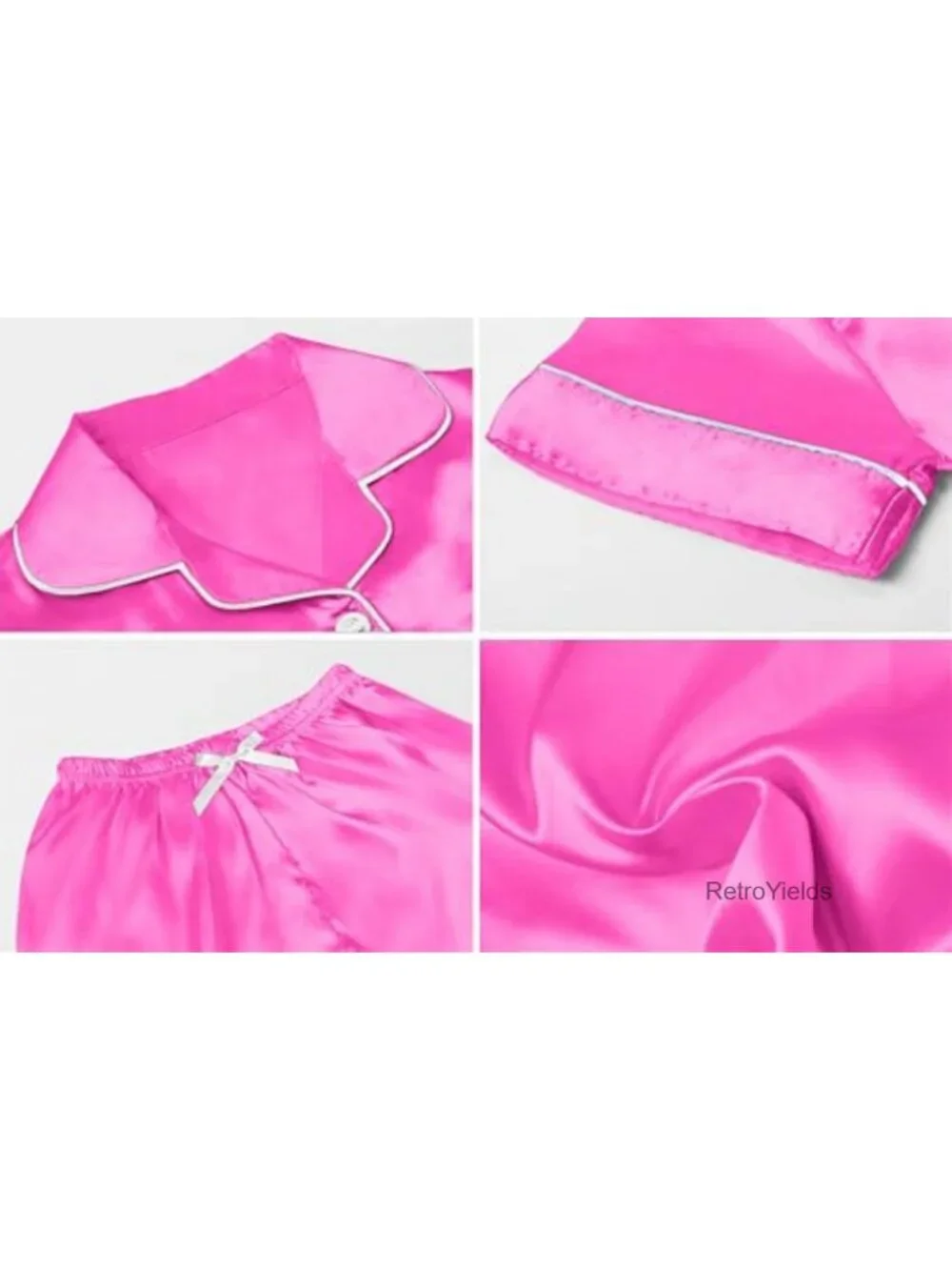 Girls Satin Pajama Set Silky 2Pcs Short Sleeve Sleepwear Big Kid Lounge